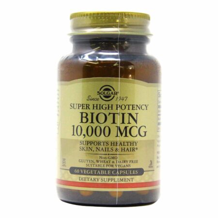 Biotina 10.000 mg Alta Potência Solgar 60 Cápsulas Vegetarianas