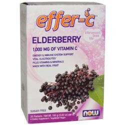 Now Foods Effer-C™ Sabugueiro 30 Pacotes - Vitamina C e Zinco para Imunidade