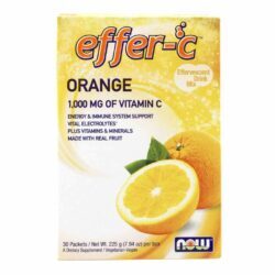 Now Foods Effer-C Laranja 30 Pacotes: Vitamina C Efervescente para Imunidade