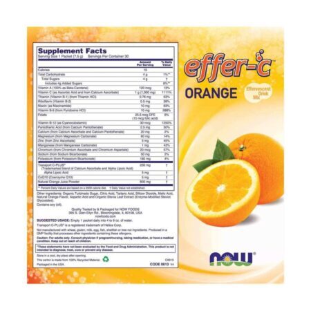 Now Foods Effer-C Laranja 30 Pacotes: Vitamina C Efervescente para Imunidade - Imagem 4