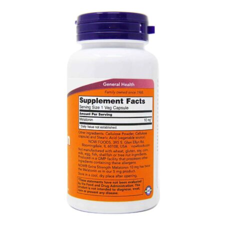 Now Foods, Melatonina 10 mg Extra Forte - 100 Cápsulas Vegetarianas - Image 3