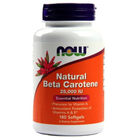 Natural Beta-Caroteno 25.000 UI Now Foods 180 Cápsulas em Gel