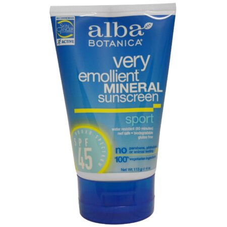 Alba Botanica, Very Emollient™ Protetor Solar Mineral FPS 45, Sport - 113 g (4 oz)