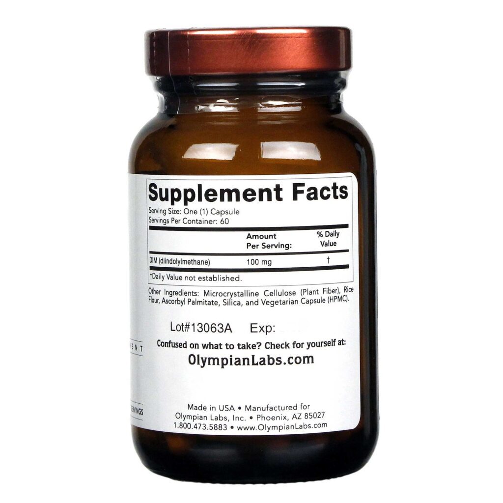 Olympian Labs DIM 100 mg - 60 Cápsulas Vegetarianas: Suporte ao Equilíbrio Hormonal e Bem-Estar - Imagem 2