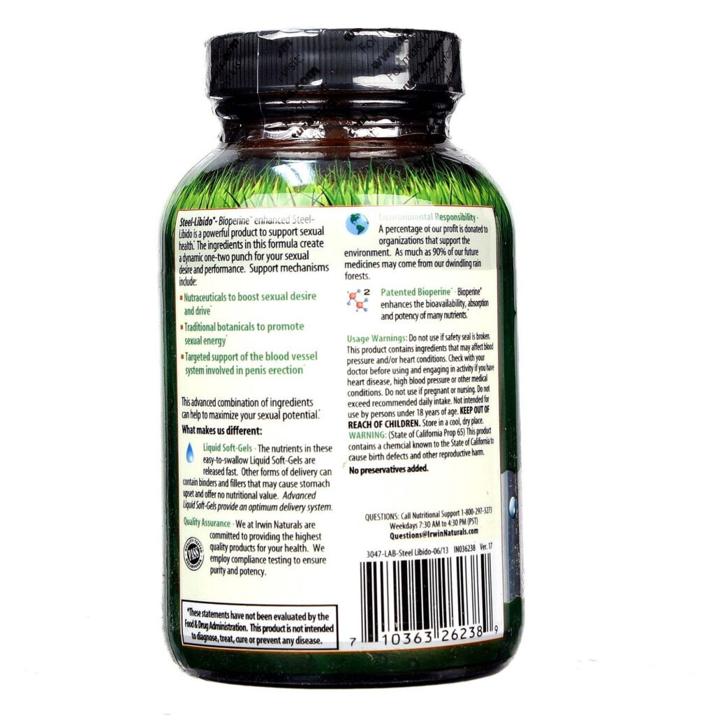 Irwin Naturals Steel-Libido 75 Cápsulas em Gel: Potencialize Sua Energia e Vitalidade - Imagem 3