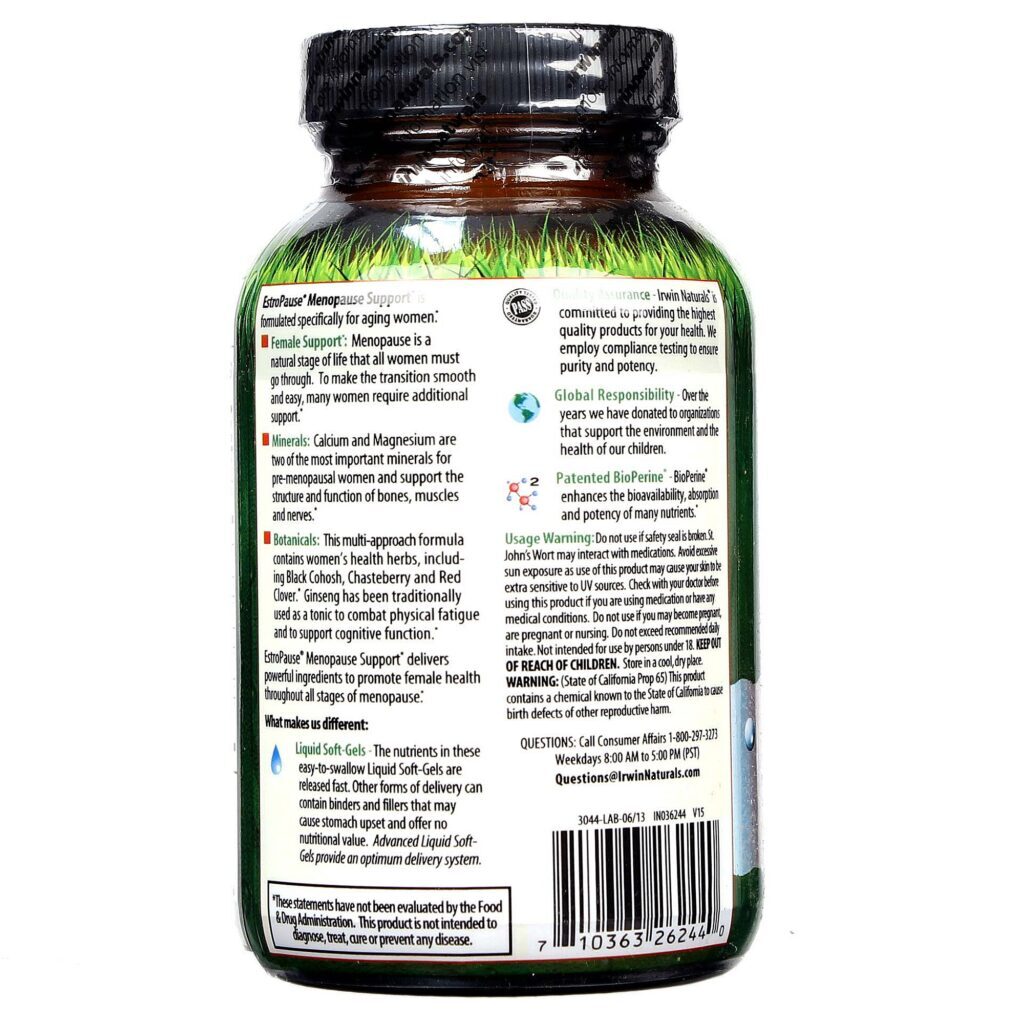 Irwin Naturals EstroPause Suporte Menopausa 80 Cápsulas Gel Líquido - Imagem 3