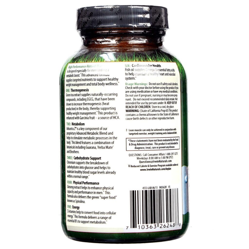 Irwin Naturals Ripped-Man™ Alta Performance - 100 Cápsulas em Gel: Potencialize Seus Treinos - Imagem 3