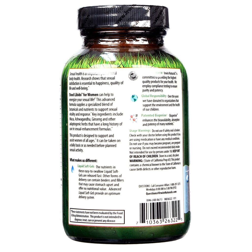 Irwin Naturals Steel-Libido para Mulheres - 75 Cápsulas em Gel para Energia e Bem-Estar Sexual - Imagem 2