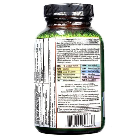 Irwin Naturals, Multivitamínico para Homens Green Living - 90 Cápsulas em Gel Líquido - Image 3