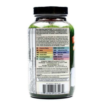 Irwin Naturals, Multivitamínico para Homens Living Green™ - 120 Cápsulas em Gel Líquido - Image 3