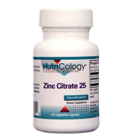 Nutricology, Citrato de Zinco 25 mg - 60 Cápsulas