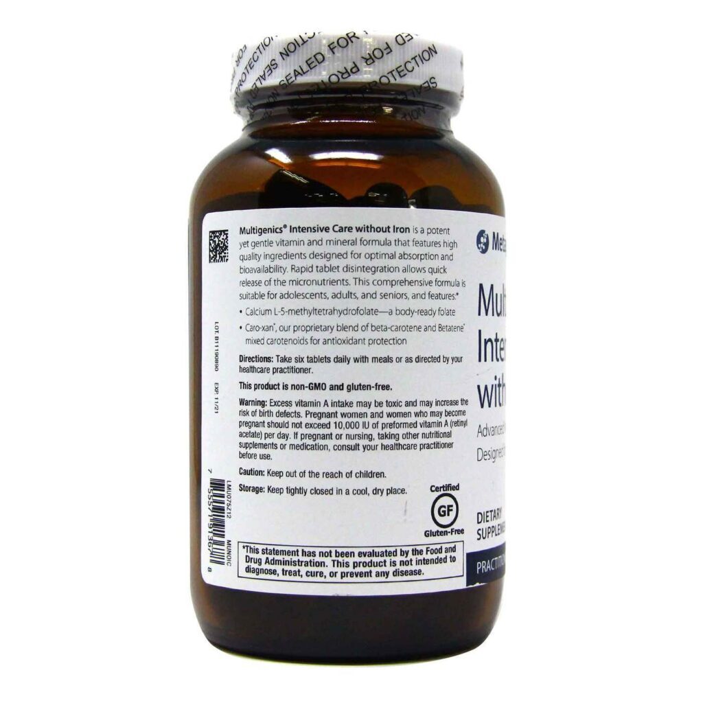Metagenics Multigenics Intensive Care Sem Ferro - 180 Comprimidos: Potência Nutricional para Sua Saúde - Imagem 3