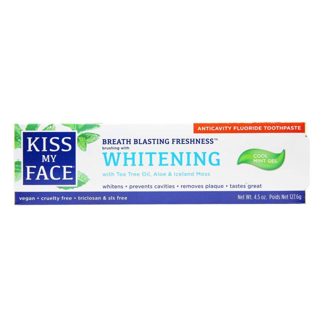 Kiss My Face Creme Dental Whitening Menta Refrescante 127.6 g - Clareador e Refrescante