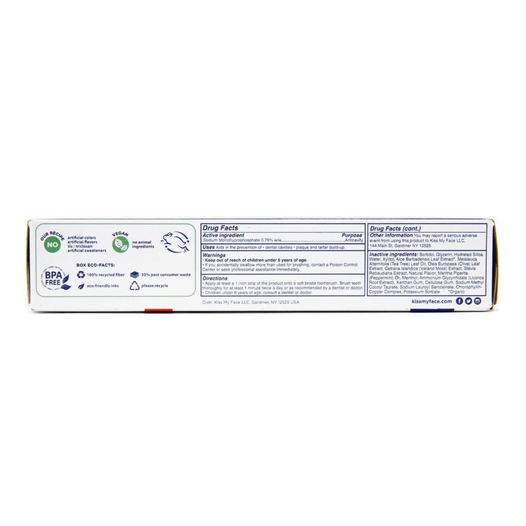 Kiss My Face Creme Dental Whitening Menta Refrescante 127.6 g - Clareador e Refrescante - Imagem 4
