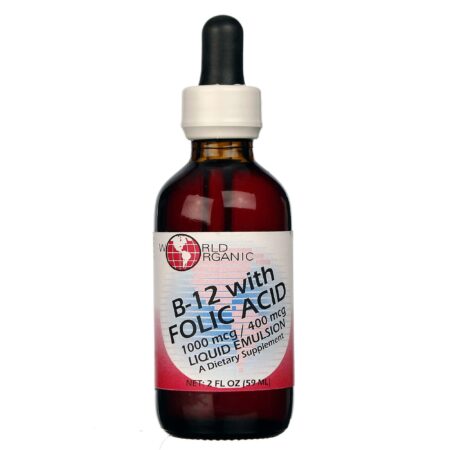 World Orgânico B12 líquido 1000 mcg W / fol 2 Oz