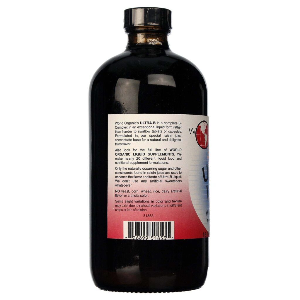 World Organic Líquido Ultra-B em Suco de Passas 474mL - Energia e Vitalidade - Imagem 3
