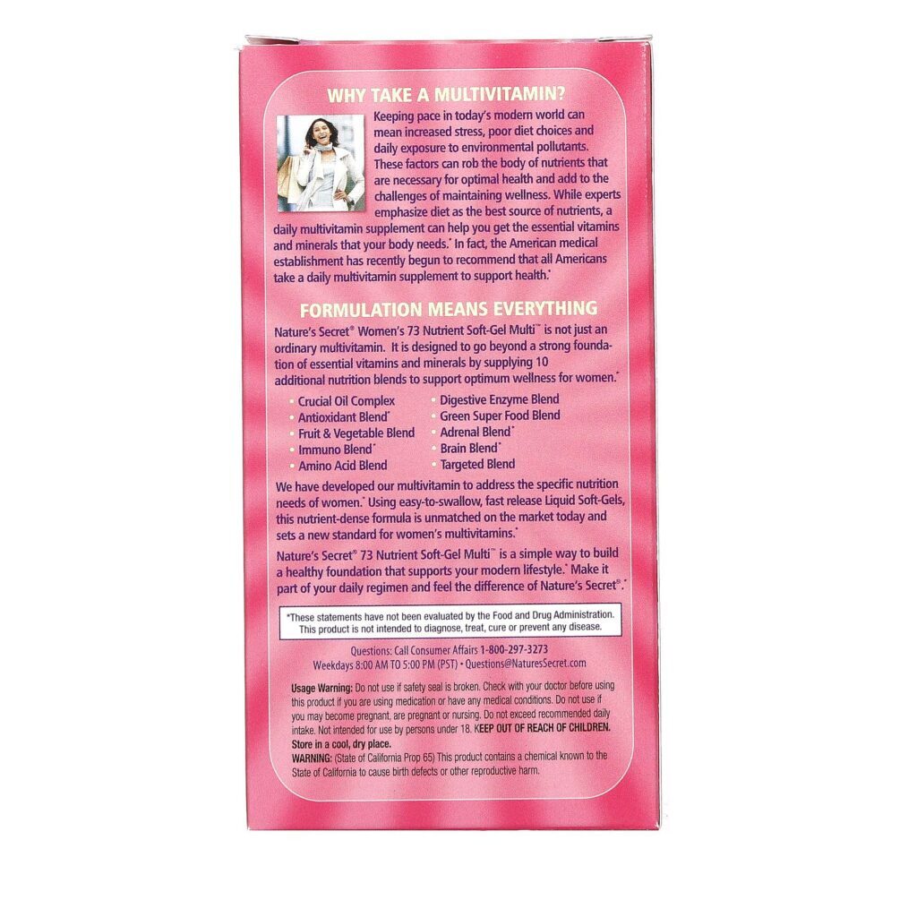 Nature's Secret 73 Nutrientes Femininos - 60 Cápsulas Líquidas para Bem-Estar Hormonal - Imagem 3