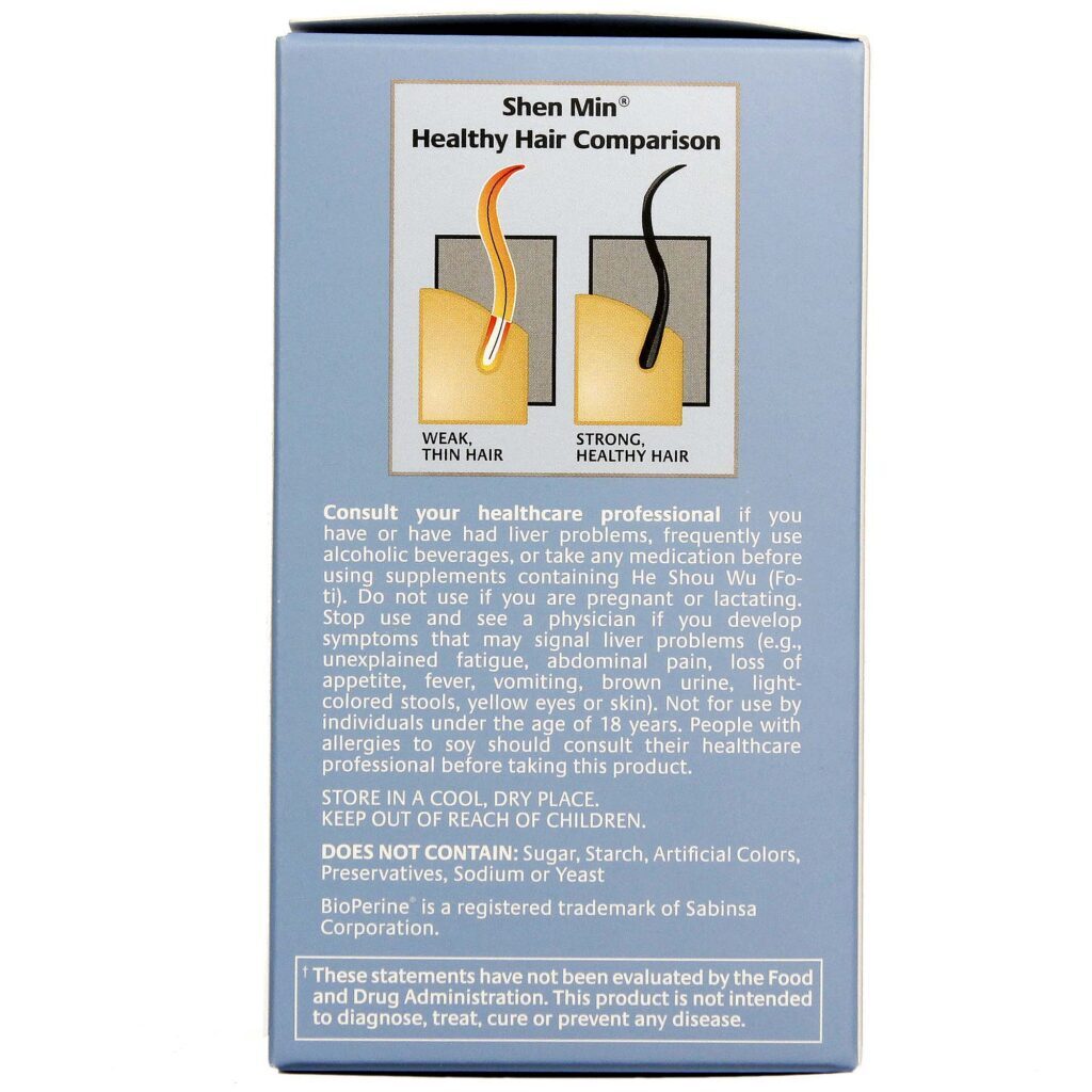 Shen Min Bio-Tech Fórmula Avançada Nutrientes Cabelo Masculino 60 Comprimidos - Imagem 4
