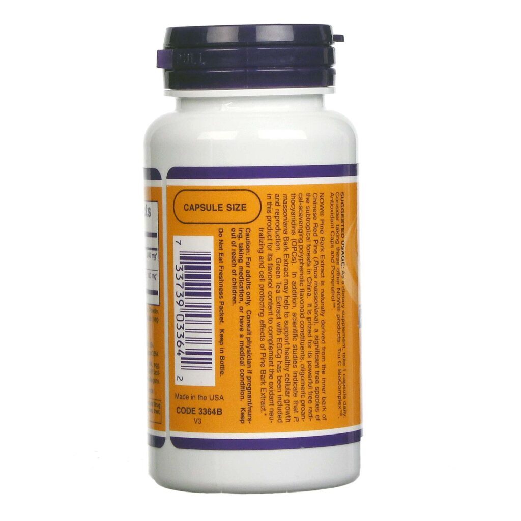Now Foods Extrato de Casca de Pinheiro 240 mg - 90 Cápsulas Vegetarianas | Antioxidante Natural - Imagem 3