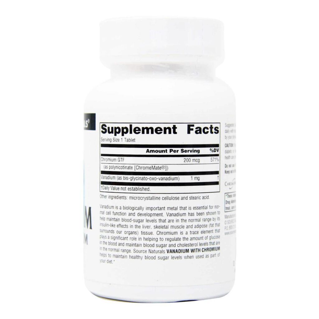 Source Naturals Vanádio com Cromo - 180 Tabletes | Controle de Açúcar e Metabolismo - Imagem 3