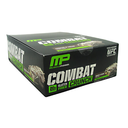 MusclePharm, Deliciosas Barras Crocante Combat - Biscoitos e Cremes - 12 Barras