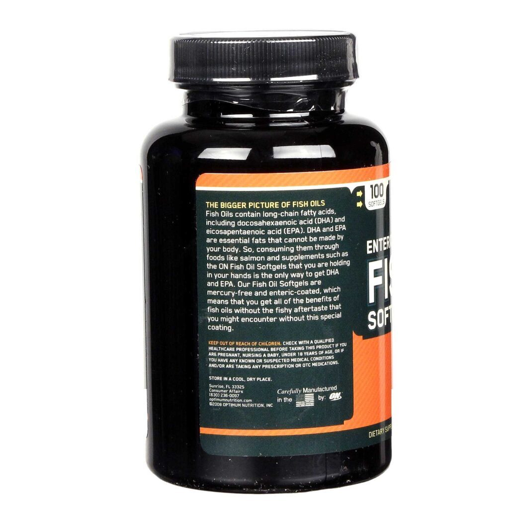 Óleo de Peixe Revestimento Entérico Optimum Nutrition 100 Cápsulas Gel - Pureza e Saúde Cardiovascular - Imagem 3
