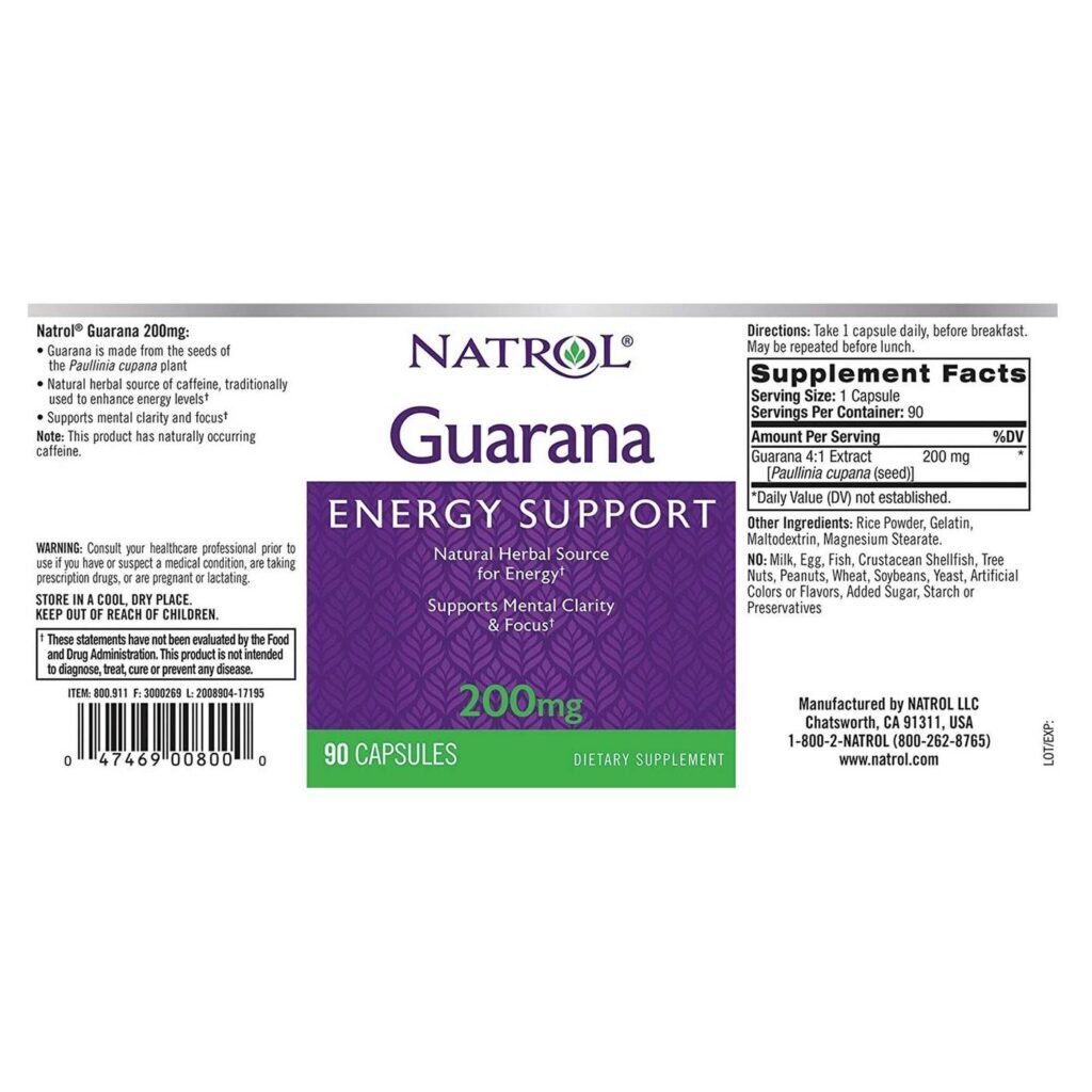 Natrol Guaraná - 90 Cápsulas: Energia e Foco Naturalmente - Imagem 2