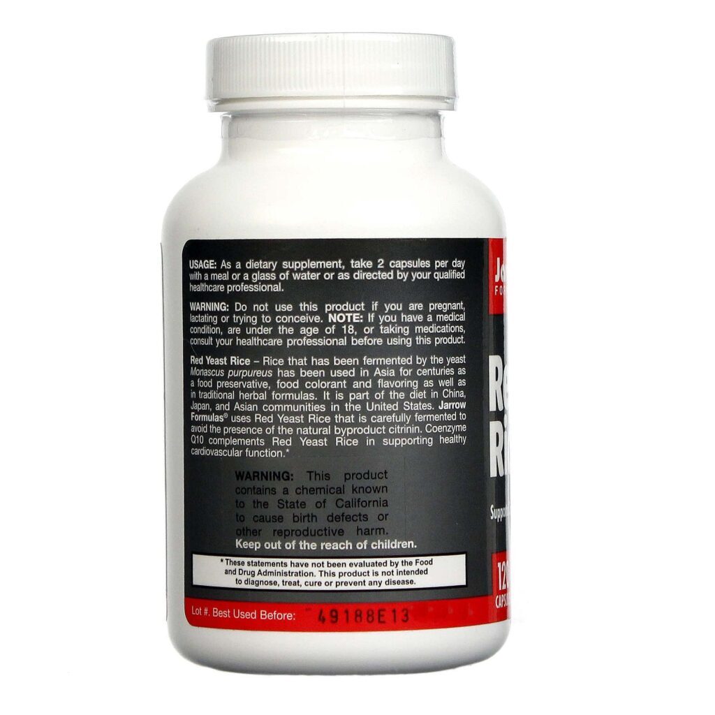 Jarrow Formulas Levedura de Arroz Vermelho CoQ10 - 120 Cápsulas: Saúde Cardiovascular e Energia - Imagem 3