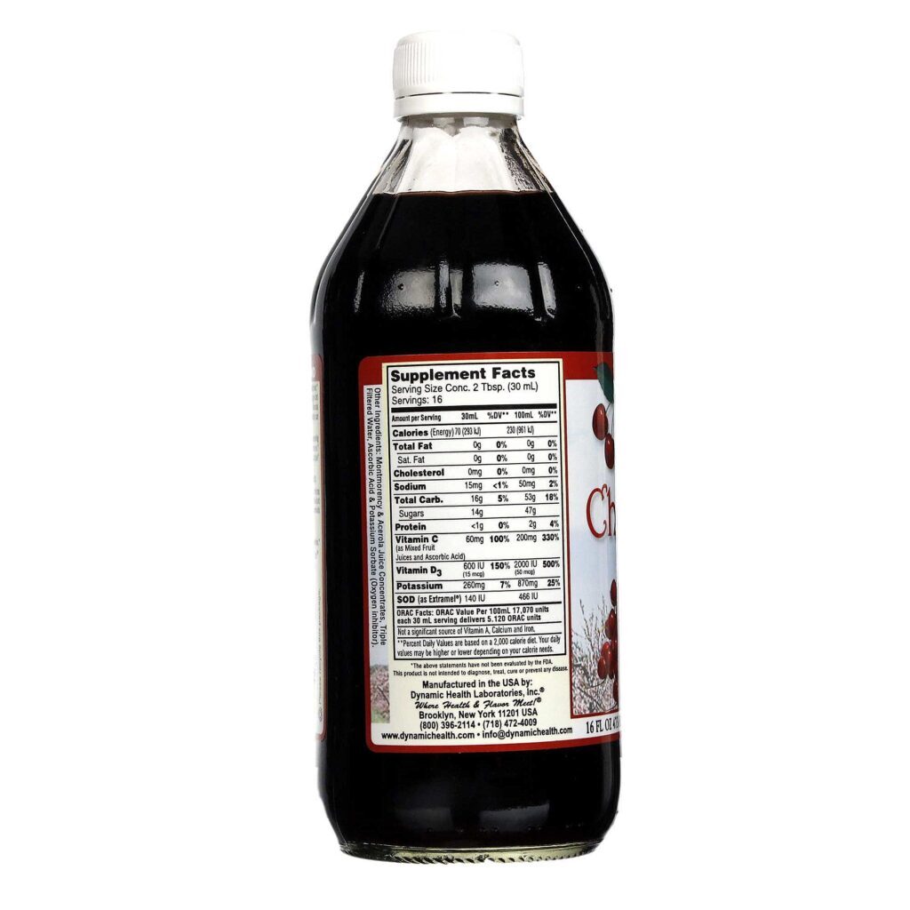 Dynamic Health Laboratories Tart Cherry Lixir 16 fl oz (473ml) - Concentrado de Cereja Ácida para Bem-Estar - Imagem 3