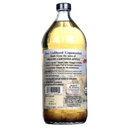 Dynamic Health Laboratories, Vinagre de Cidra de Maçã Orgânica com “Mãe” - 32 fl oz (946mL) - Image 3