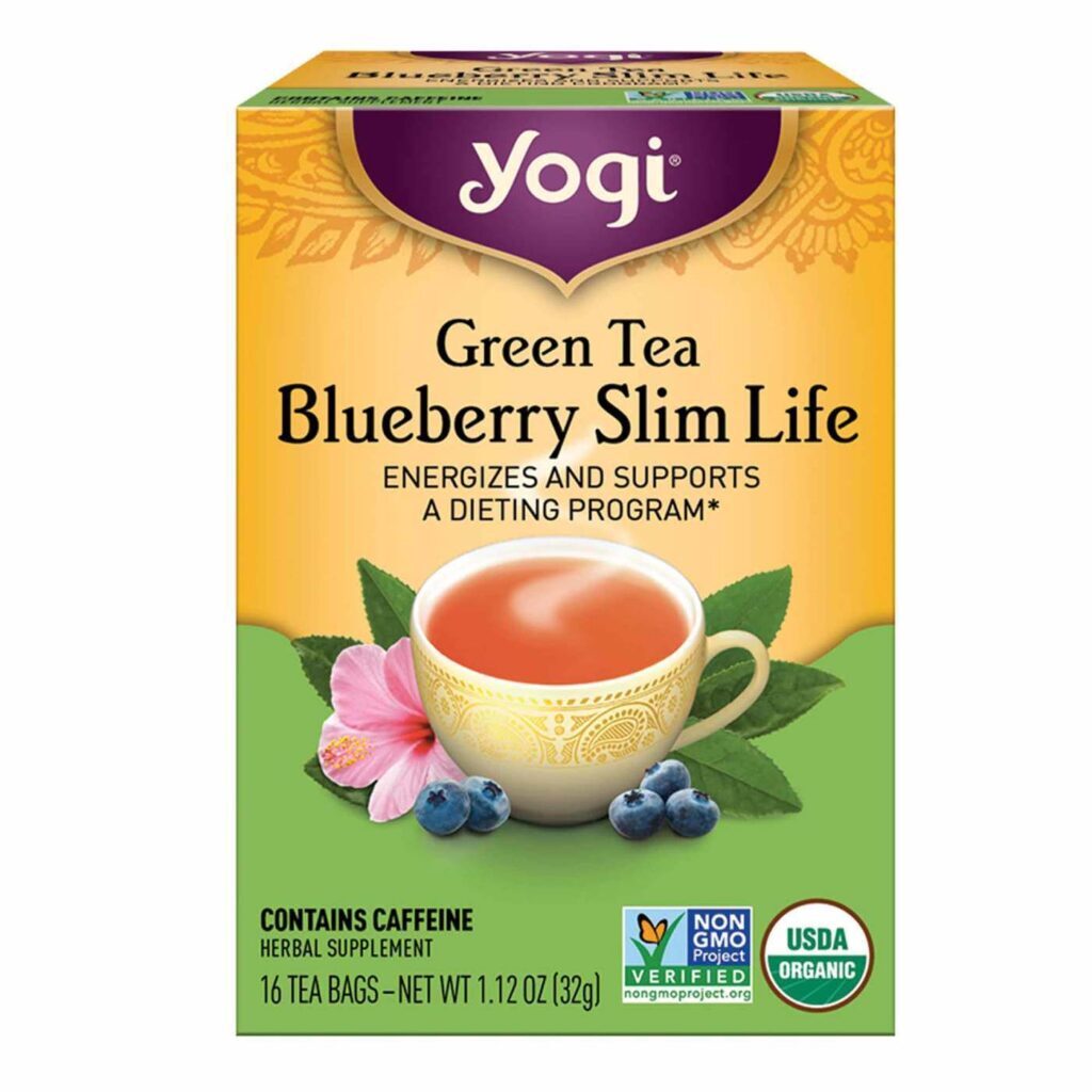 Yogi Tea Chá Verde Slim Life Mirtilo 16 Saquinhos Orgânico - Controle de Peso