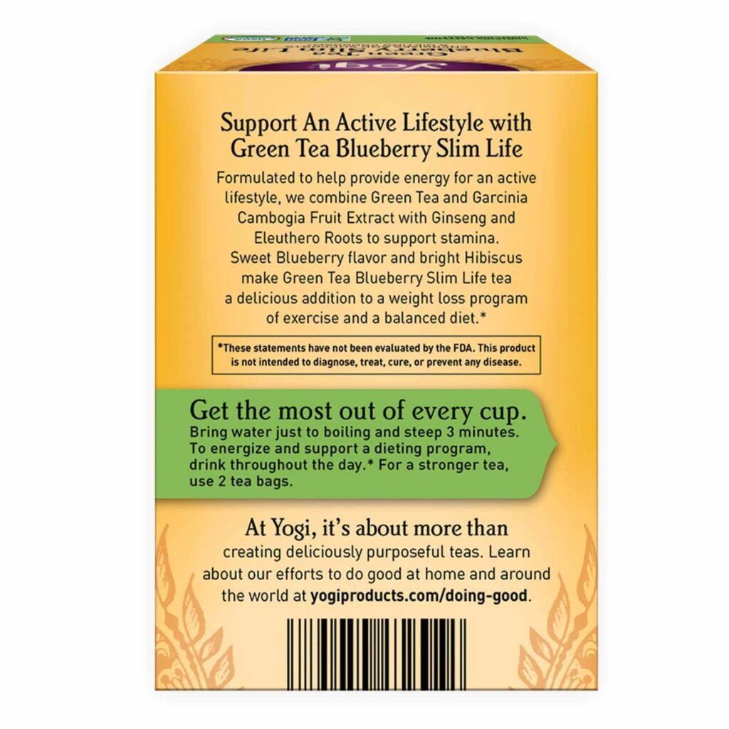 Yogi Tea Chá Verde Slim Life Mirtilo 16 Saquinhos Orgânico - Controle de Peso - Imagem 2