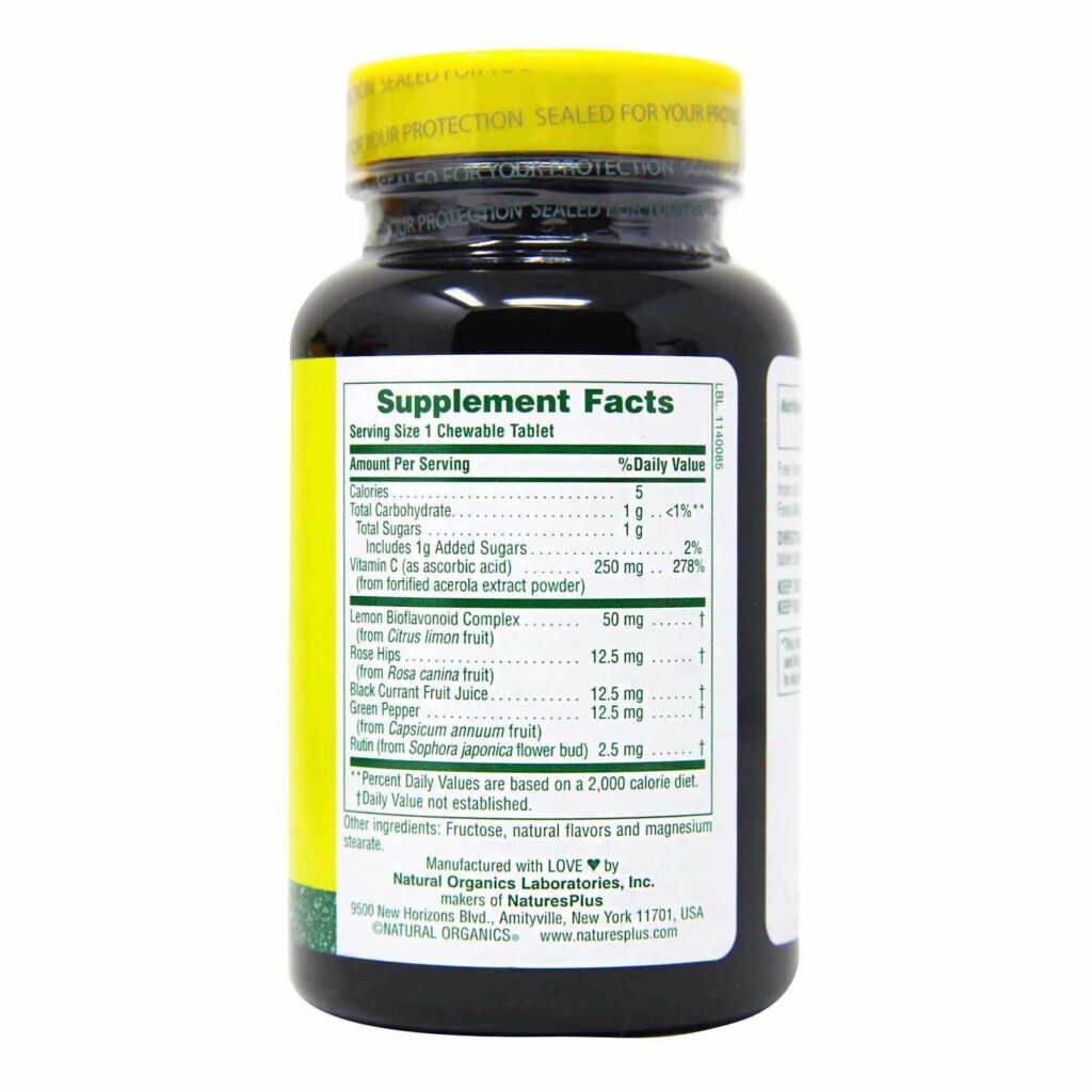 Nature's Plus Acerola Vitamina C 250mg - 90 Comprimidos Mastigáveis para Imunidade - Imagem 3