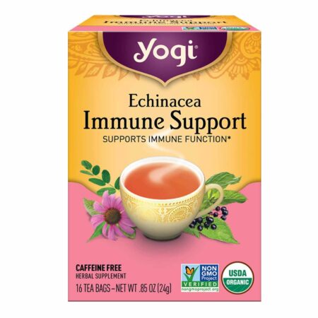 Yogi Tea Organic, Chá Orgânico de Equinácea - Suporte Imunológico -16 Saquinhos de Chá