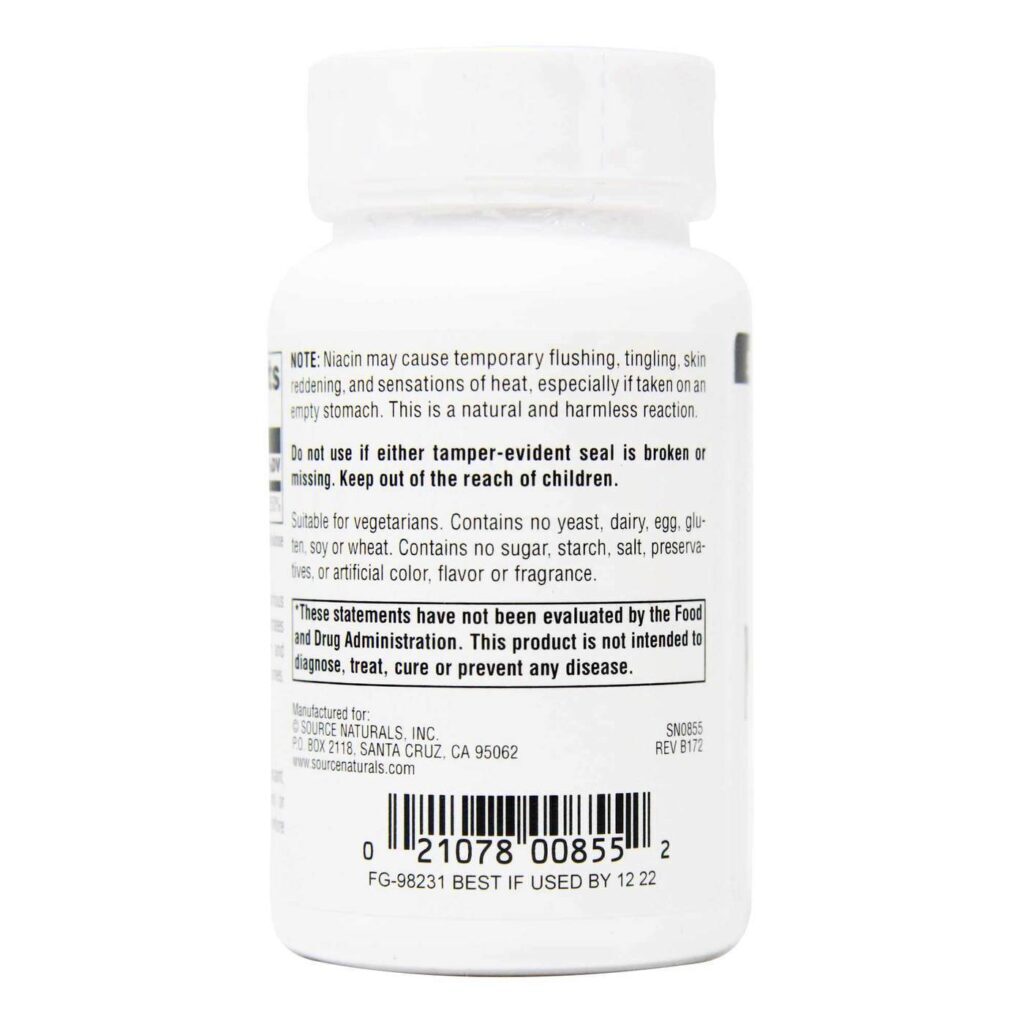 Source Naturals Niacina 250mg: Vitamina B3 Essencial para Sua Saúde e Bem-Estar no Brasil - Imagem 3
