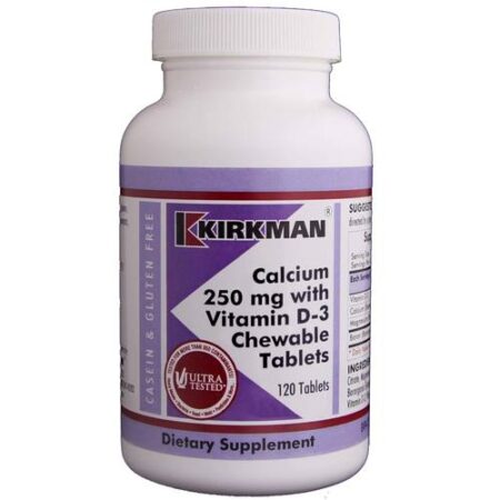 Kirkman Labs Cálcio 250 Mg com Vitamina D Chewable Tabletes - 120 Tabletes