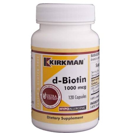 Kirkman Labs d-Biotin, Hipoalergênico - 1000 mcg - 120 Cápsulas Vegetarianas