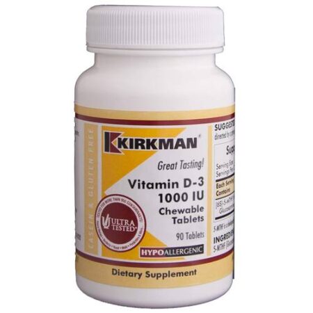 Kirkman Labs, Vitamina D-3 - 1,000 IU - 90 Comprimidos Mastigáveis