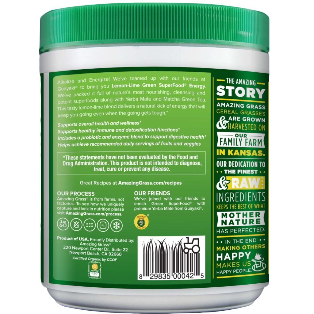 Amazing Grass Green Superfood Energia Lima-Limão 210g - Vitalidade e Nutrição Completa - Imagem 3