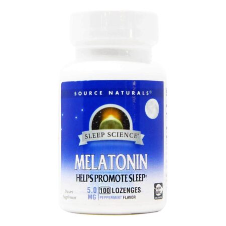 Source Naturals, Melatonina Hortelã-pimenta - 5 mg - 100 Tabletes Sublingual