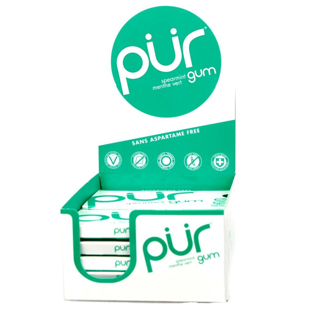 Pur Gum, Hortelã - 12 Caixas: Goma de Mascar Refrescante Sem Açúcar para o Bem-Estar Bucal