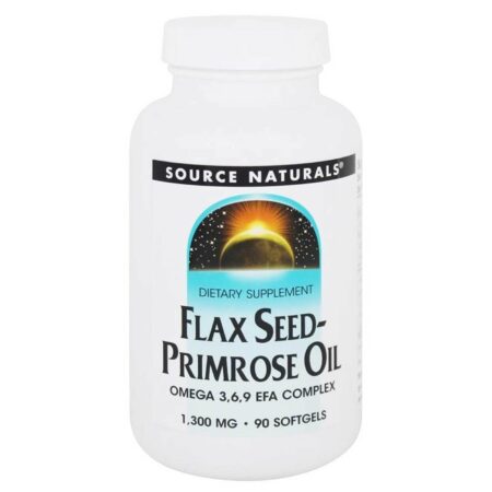 Source Naturals, Óleo de Linhaça-Prímula 1,300 mg - 90 Cápsulas em gel