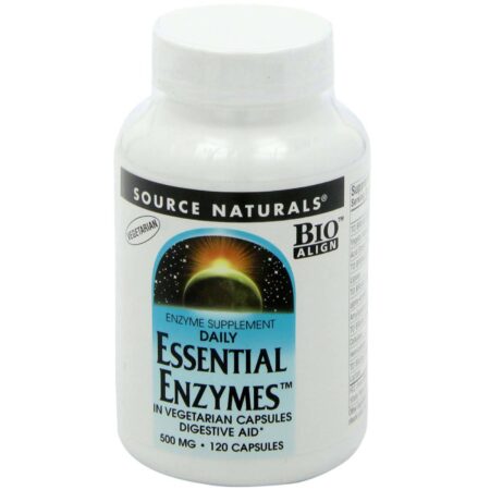 Source Naturals, Enzimas Essenciais, Vegetariano 500 mg - 120 Cápsulas Vegetarianas