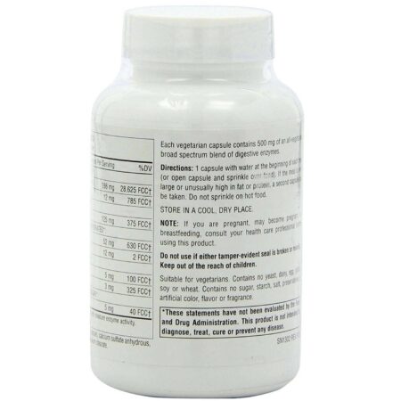 Source Naturals, Enzimas Essenciais, Vegetariano 500 mg - 120 Cápsulas Vegetarianas - Image 3