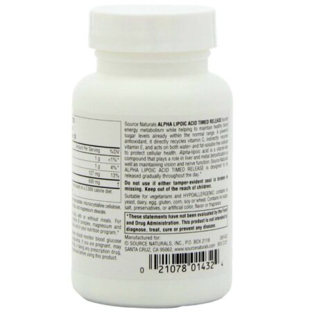 Source Naturals, Ácido alfa-lipóico, Liberação Lenta - 300 mg - 60 Tabletes - Image 3