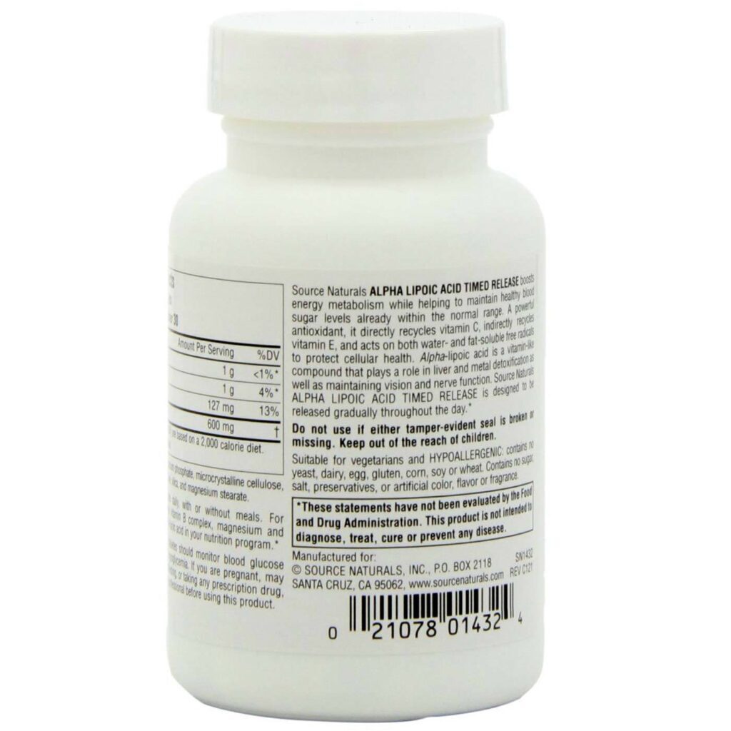 Ácido Alfa-Lipóico Source Naturals Liberação Lenta 300mg - 60 Tabletes - Antioxidante Poderoso - Imagem 3