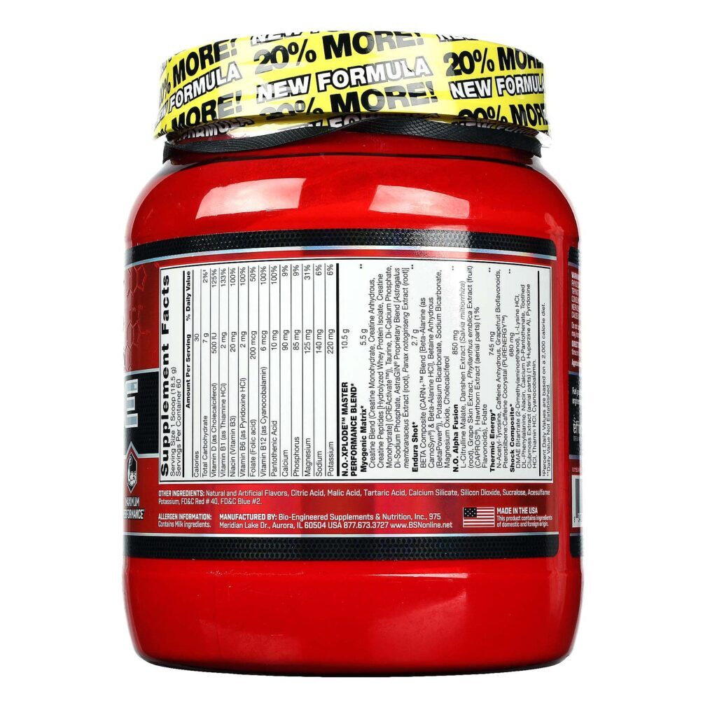 BSN N.O.-Xplode Uva 1.11kg Pré-treino Energia e Foco para Atletas - Imagem 2