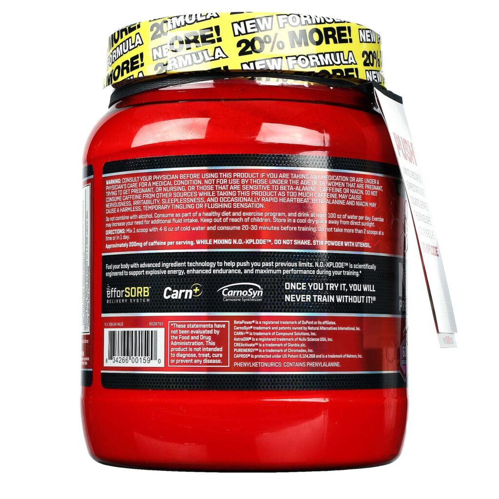 BSN N.O.-Xplode Uva 1.11kg Pré-treino Energia e Foco para Atletas - Imagem 3