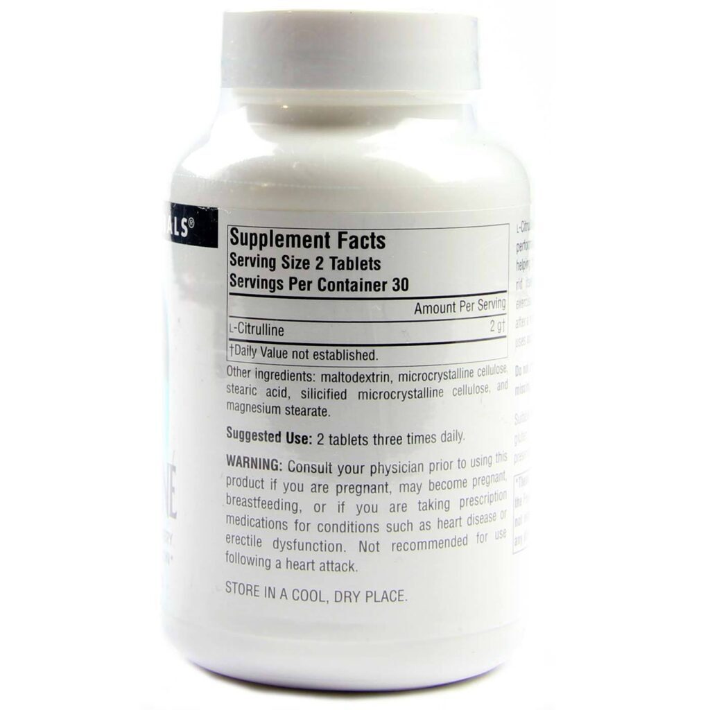 L-Citrulina 1.000 mg Source Naturals - 60 Tabletes para Energia e Recuperação Muscular - Imagem 2