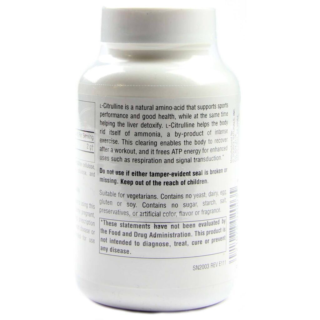 L-Citrulina 1.000 mg Source Naturals - 60 Tabletes para Energia e Recuperação Muscular - Imagem 3